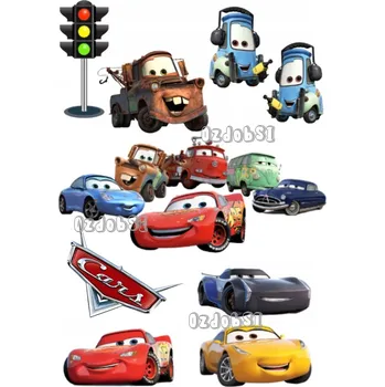 Jedlá dekorace na dort Cars mix motivů - jedlý papír - Bez úprav