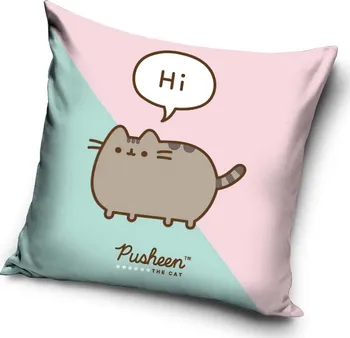 Povlak na dekorativní polštářek Carbotex Pusheen povlak na polštářek 40 x 40 cm růžový/tyrkysový já košišta