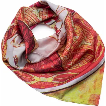 Šátek Velký oboustranný šátek - červený s potiskem