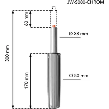Stolová podnož Onpira Chromový křeslový / židlový píst Celková délka: 300 mm