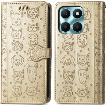 Pouzdro na tablet VSECHNONAMOBIL 67200 ART ANIMALS Peněženkový obal pro Honor X6a zlatý