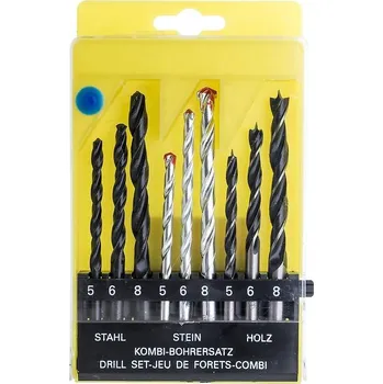 Vrtáky kov/dřevo/cihla, sada 9 ks, Condor