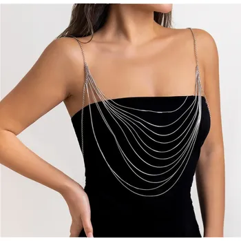 Náhrdelník B-TOP Sexy vícevrstvý řetízek na hrudník Party