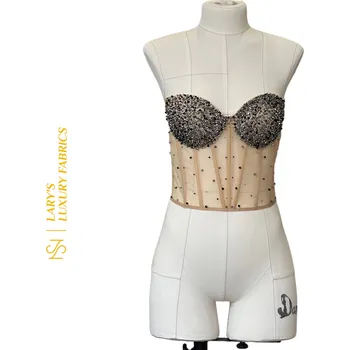 Korzetový top - béžový KT1751 Velikost: L