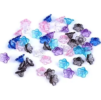 Dětské navlékací korálky Korálky plastové/zvoneček - modrá (20g)