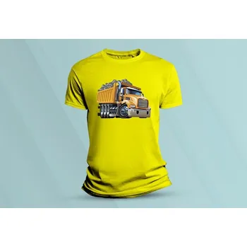 Dětská móda Dětské bavlněné tričko Náklaďák. Žlutá velikost 140 (9-11 let)