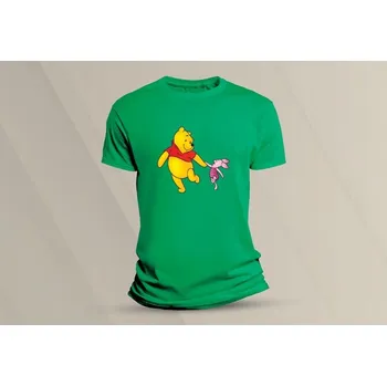 Dětské bavlněné tričko Medvídek Pů. velikost 116 (5-6 let) Zelená