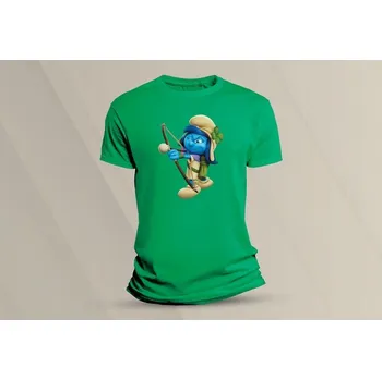 Chlapecké tričko Dětské bavlněné tričko Šmoulové 6. velikost 128 Zelená