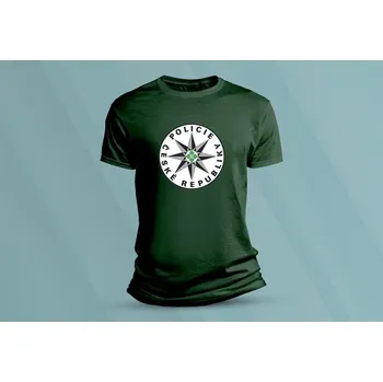 Dětské bavlněné tričko Policie ČR. velikost 128 (7-8 let) Lahvově zelená