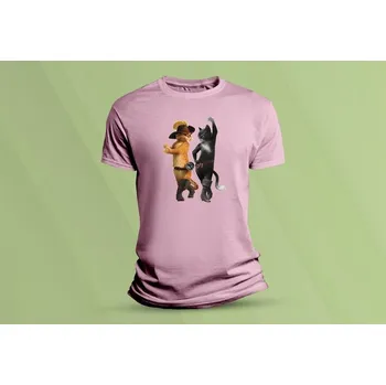 Chlapecké oblečení Dětské bavlněné tričko Kocour v botách 2. Růžová velikost 140