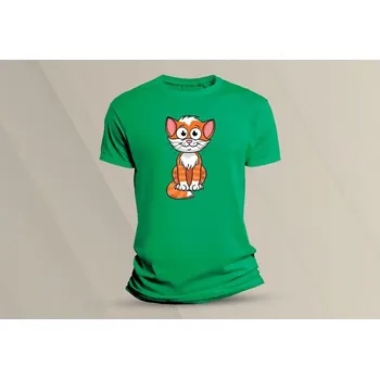 Dětské bavlněné tričko Kočička 10. velikost 116 (5-6 let) Zelená