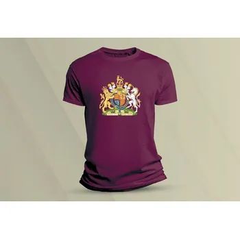 Chlapecké tričko Dětské bavlněné tričko Státní znak Británie. velikost 116 Vínová