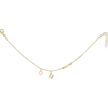 Náramek Pozlacený stříbrný náramek - písmeno M, nekonečno, srdce - AP533-0359