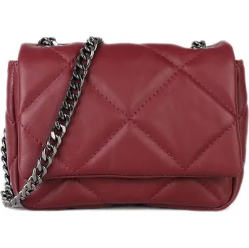 Kabelka ITALSKÉ Dámská kožená prošívaná malá kabelka Tanika bordo