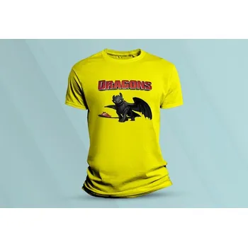 Dětská móda Dětské bavlněné tričko Bezzubka 2. Žlutá velikost 128 (7-8 let)