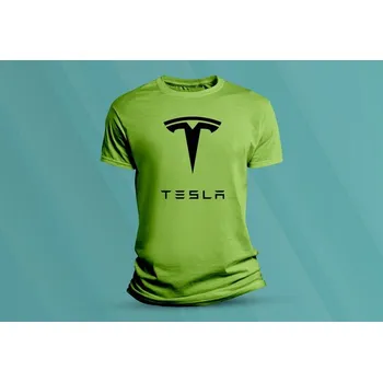 Dětská móda Dětské bavlněné tričko Tesla 2. velikost M Lime