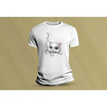 Chlapecké tričko Dětské bavlněné tričko Kočička 2. Bílá velikost 152 (12-13 let)