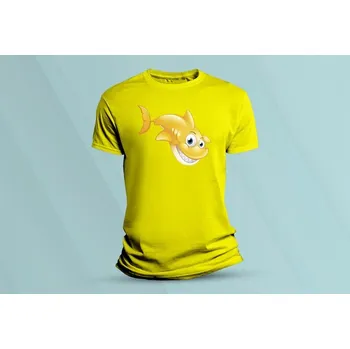 Dětská móda Dětské bavlněné tričko Shark 3. Žlutá velikost 116 (5-6 let)