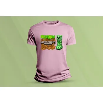 Dětské tričko s potiskem Minecraft 1 Růžová velikost 116 (5-6 let)