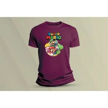 Chlapecké oblečení Dětské bavlněné tričko Super Mario. velikost 152 (12-13 let) Vínová