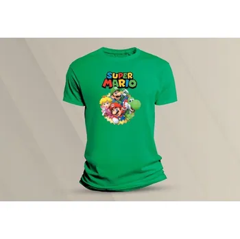 Dětské bavlněné tričko Super Mario. velikost 116 Zelená