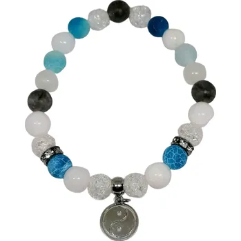 Náramek Náramek mix s přívěskem Jin Jang z chir. oceli