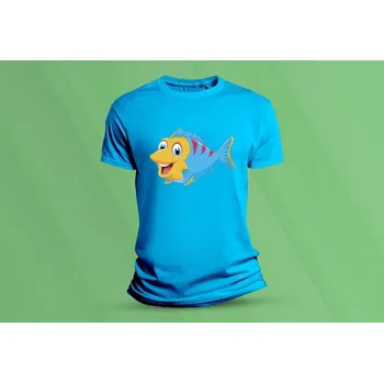 Dětské bavlněné tričko Cute Fish. velikost 152 (12-13 let) Azurová