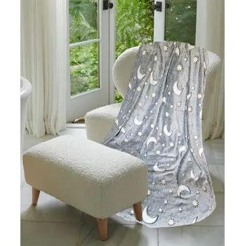 Dětská deka DEKA - se svítícím efektem mikroplyš Obloha svíticí šedá