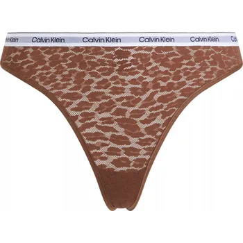 Kalhotky Dámská tanga HIGH LEG THONG 000QD5051E FUA hnědé - Calvin Klein S