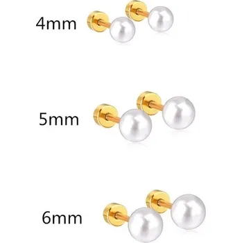 Náušnice Náušnice z nerezové oceli se šroubovacím zapínáním | sada 3 kusů - zlaté sady