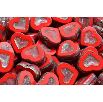 Korálek Ploškované korálky srdce 14x12mm č. 199