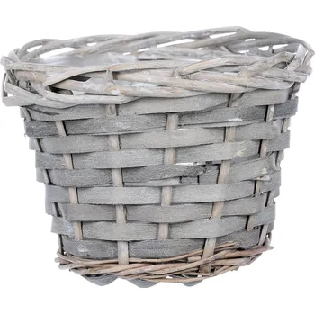 Stojan na květiny Autronic Obal dekorační proutěný s igelitem, barva šedá - OC3765-GREY