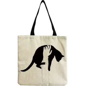 Dámská taška přes rameno s kočkou, plátěná - hm2500 Cat Bag