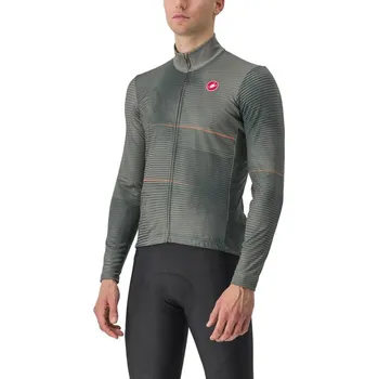cyklistický dres Dres Castelli Raffica LS pánské dlouhý zelená rover XL