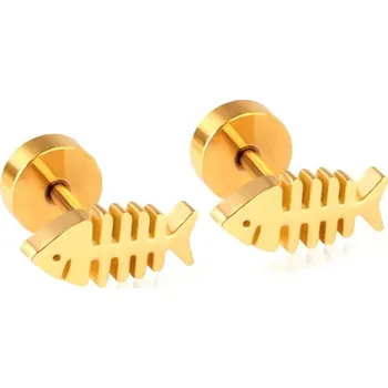 Náušnice Stylové elegantní náušnice z chirurgické oceli - rybí zlato