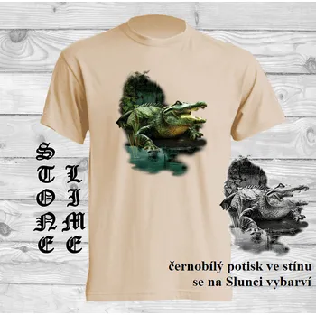 Pánské tričko panske-bavlnene_tricko_uv_potisk_aligator Barva: Lime stone - krémová, velikost: XS