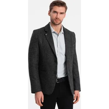 Pánské sako pro volný čas V2 OM-BLZB-0120 grafitový melír