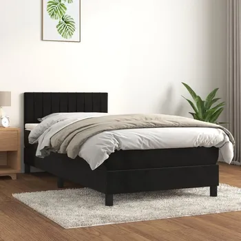 Ložnice vidaXL Box spring postel s matrací 90x200 cm samet [3141404] Barva: Černá
