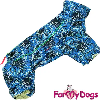 Obleček pro psa FOR MY DOGS pláštěnka BLUE AND GREEN, modrá Velikost: 12/S