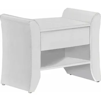 Noční stolek Noční stolek, bíla ekokůže, BOLTON