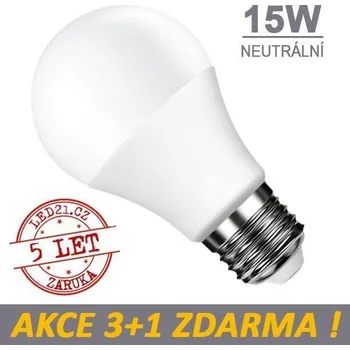 Žárovka LED21 LED žárovka E27 15W SMD2835 1500 lm CCD NEUTRÁLNÍ, 3+1 Zdarma