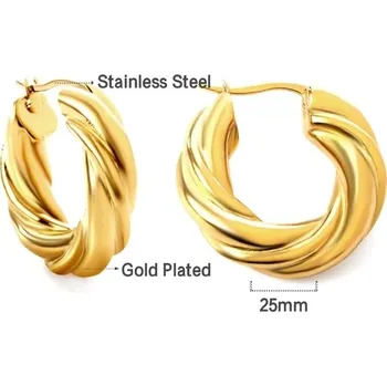 Náušnice Náušnice z nerezové oceli ve zlatém odstínu - 145G