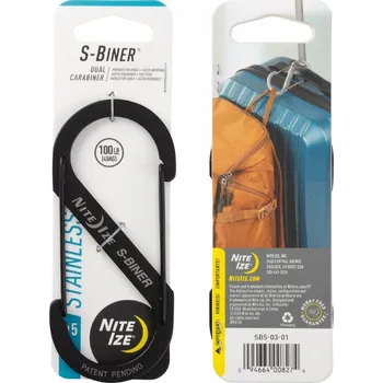 Jištění Karabina oboustranná nerez S-Biner - vel. 5 černá