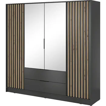 Šatní skříň Šatní skříň NELLY 4D se zrcadlem | 206 cm | grafit