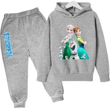 Frozen (Ledové království) Dětská tepláková souprava - Elsa a Anna (šedé tepláky) Barva: Šedá, Velikost: 130/7-8 let