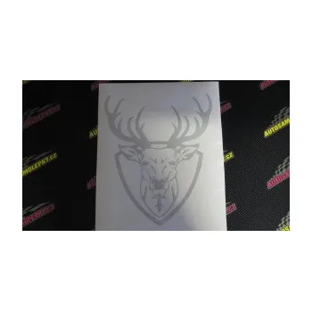 Samolepící dekorace SAMOLEPKA Jelen trofej 002 (17 - šedá) NA AUTO, NÁLEPKA, FÓLIE, POLEP, TUNING, VLASTNÍ TEXT, TISK, AUTOSAMOLEPKY.cz, POLEPY, OBRÁZEK, LOGO, SAMOLEPKY