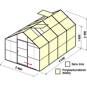 Skleník Skleník GAMA 1 - délka 4m - zasklení A - cena včetně montáže