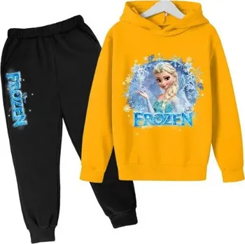 Frozen (Ledové království) Dětská tepláková souprava - Elsa Frozen (černé tepláky) Barva: Žlutá, Velikost: 110/4-5 let