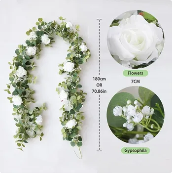 umělá květina Dekorační umělé květiny (girlanda) - hedvábná růže s lístky Varianta: Style 01