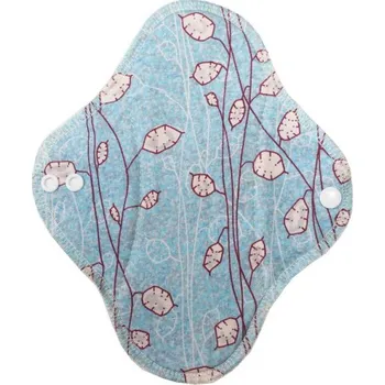 Menstruační vložka BIO Denní vložka (Bavlněné froté s PUL) - Stříbrné lístečky na modré (biobavlněný úplet s GOTS), Breberky